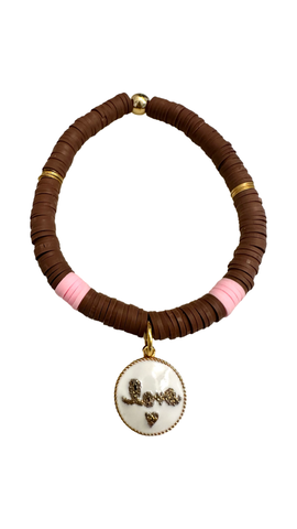 LOVE Charm Heishi Clay Beaded Bracelet