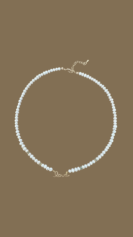 Pavé Gold “LOVE” & Pearl Necklace