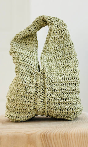 Pistachio Raffia Crochet Bag