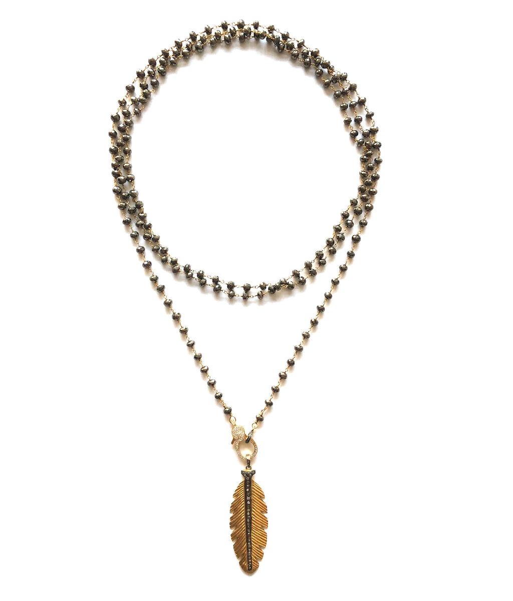 Pave Diamond Leaf Pendant Necklace