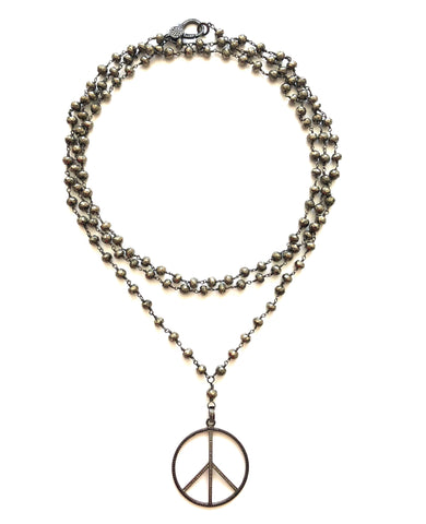 PEACE and Pyrite Necklace
