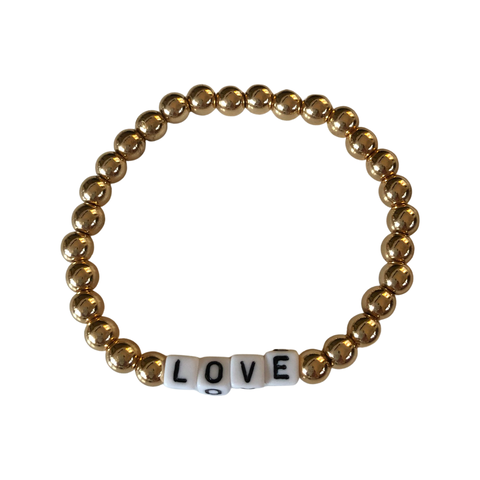 LOVE Gold Hematite Beaded Bracelet