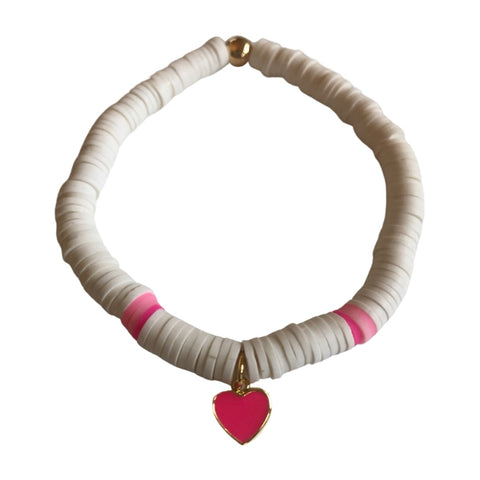 Fuchsia Heart Charm Bracelet