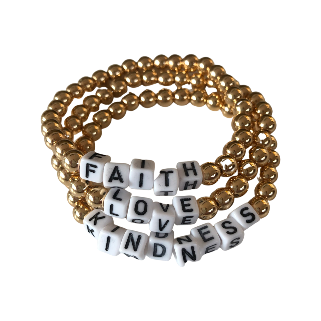 FAITH Gold Hematite Beaded Bracelet