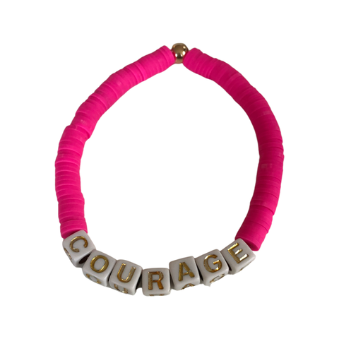 COURAGE HOT PINK Clay Disc Bracelet