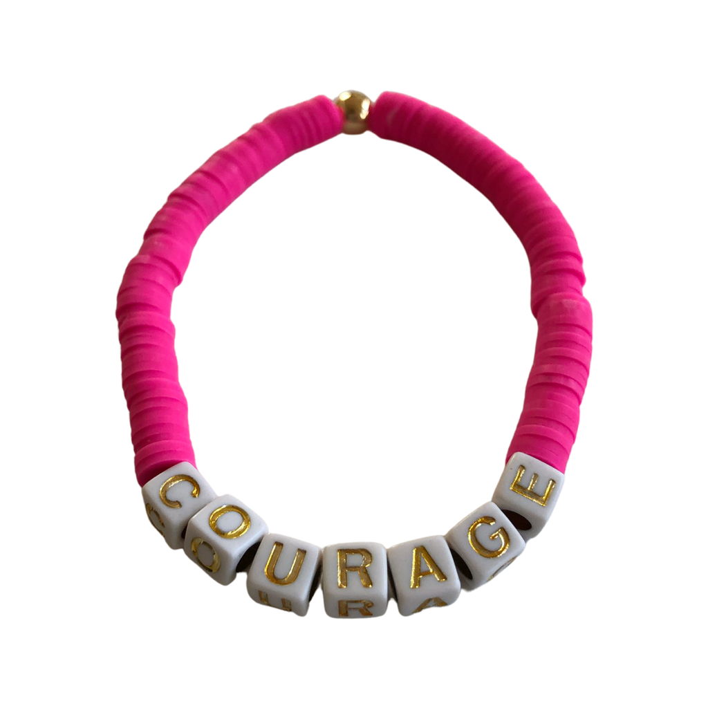 COURAGE HOT PINK Clay Disc Bracelet