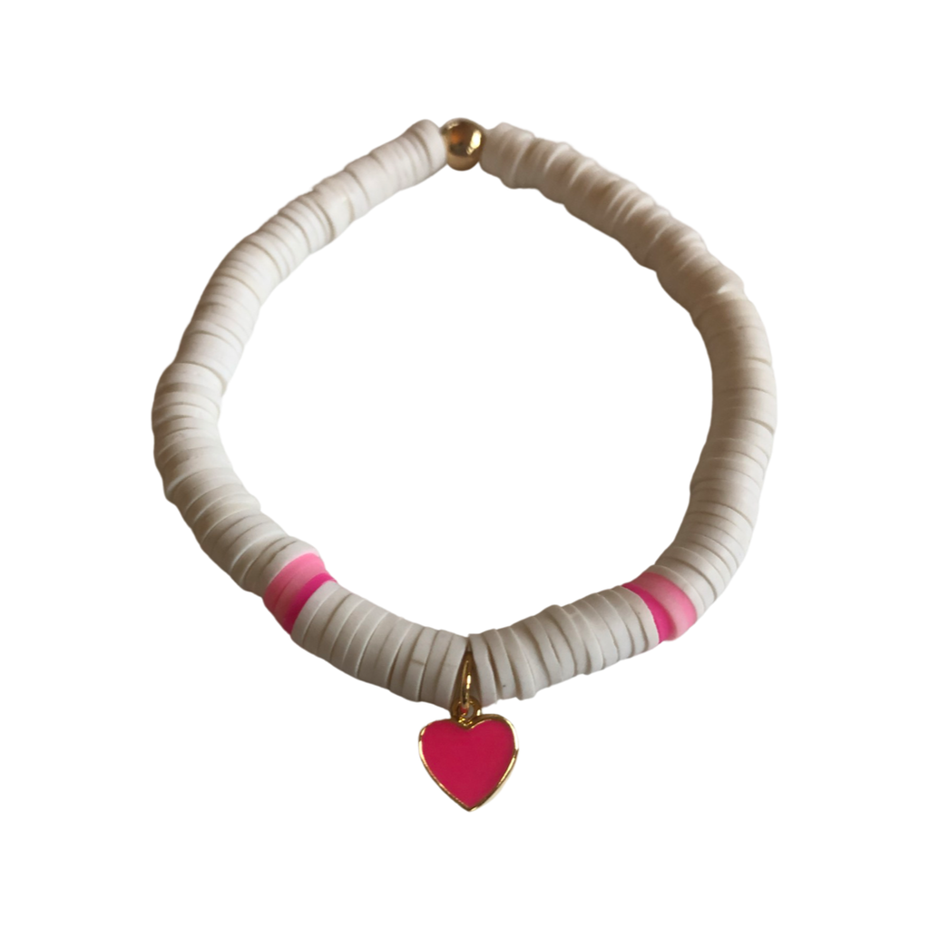 Fuchsia Heart Charm Bracelet