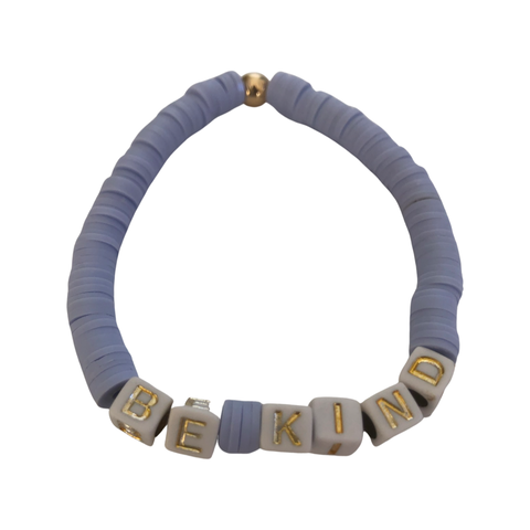 BE KIND Lilac Clay Disc Beaded Bracelet